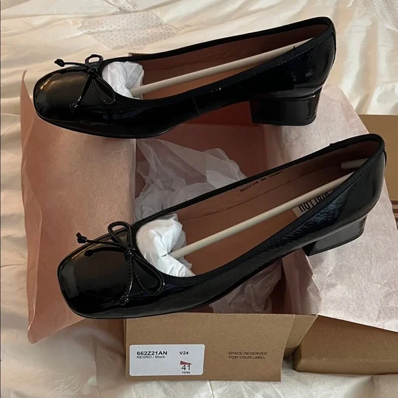 ANTHROPOLOGIE Bibi Lou Heeled Ballet Bow Pumps in Black Sz 41 - NIB!! - Picture 9 of 9